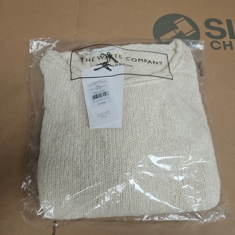 THE WHITE COMPANY COTTON RICH SLUB JUMPER – SMALL, CREAM