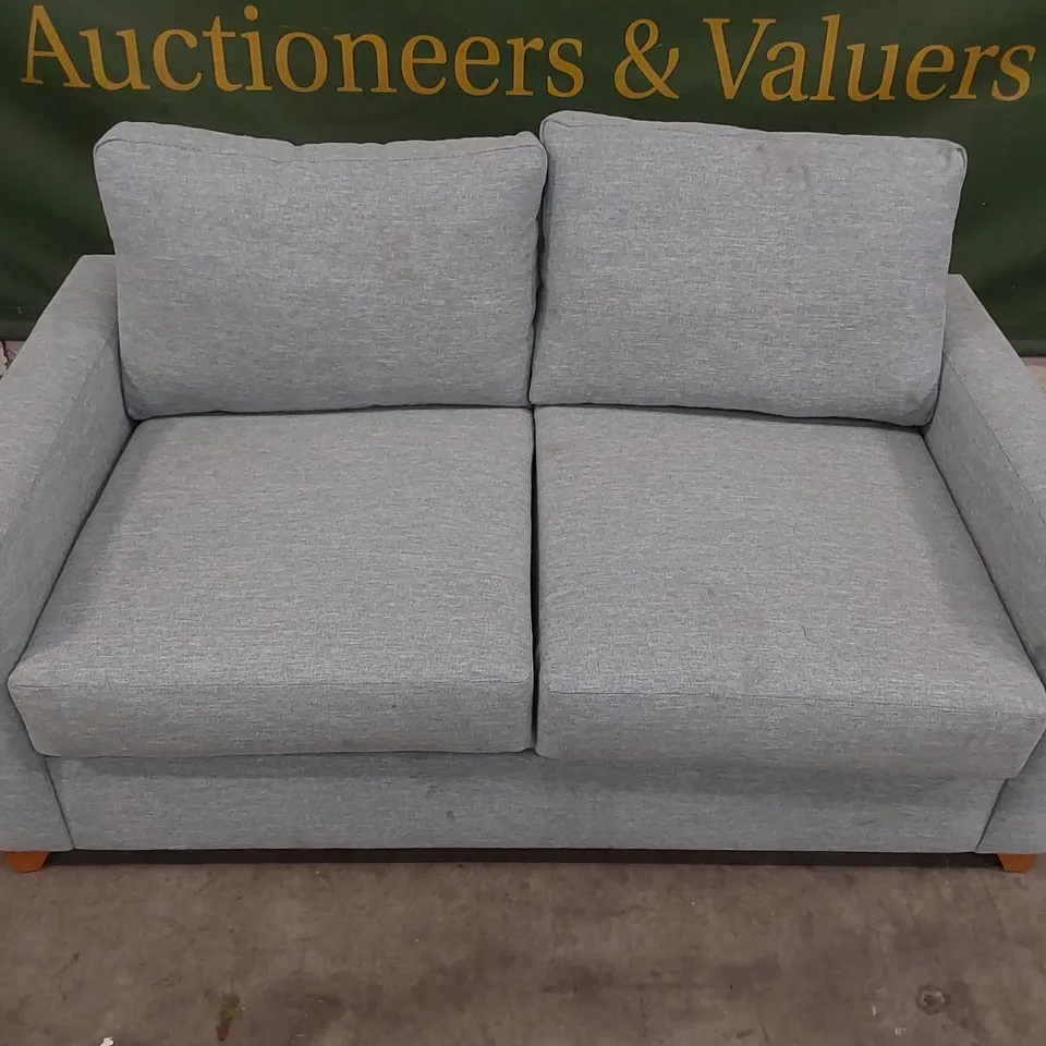 QUALITY DESIGNER LIGHT BLUE FABRIC SOFA BED