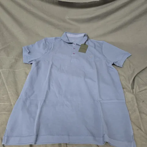 ALLSAINTS SHORT SLEEVE POLO IN DUSKY BLUE SIZE L