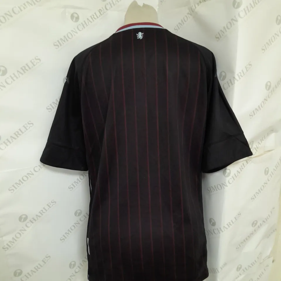 KAPPA KOMBAT ASTON VILLA TSHIRT IN BLACK AND RED STRIPE SIZE M
