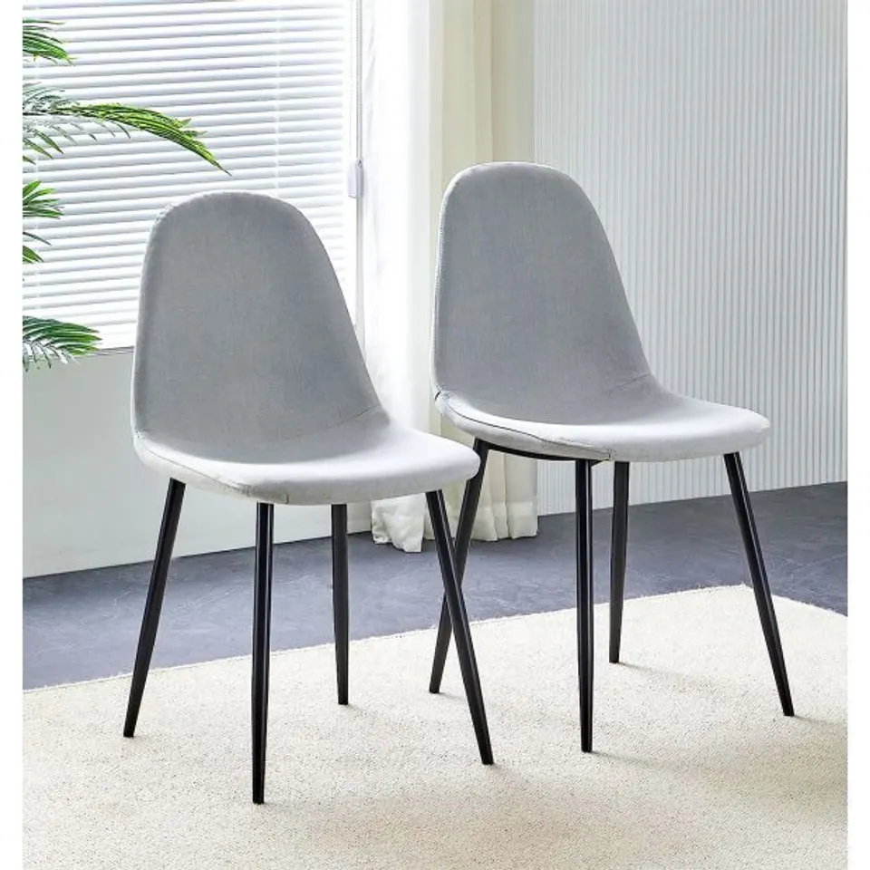 BOXED CULLOMPTON DINING CHAIRS (SET OF 2) - LIGHT GREY/BLACK LEGS (1 BOX)