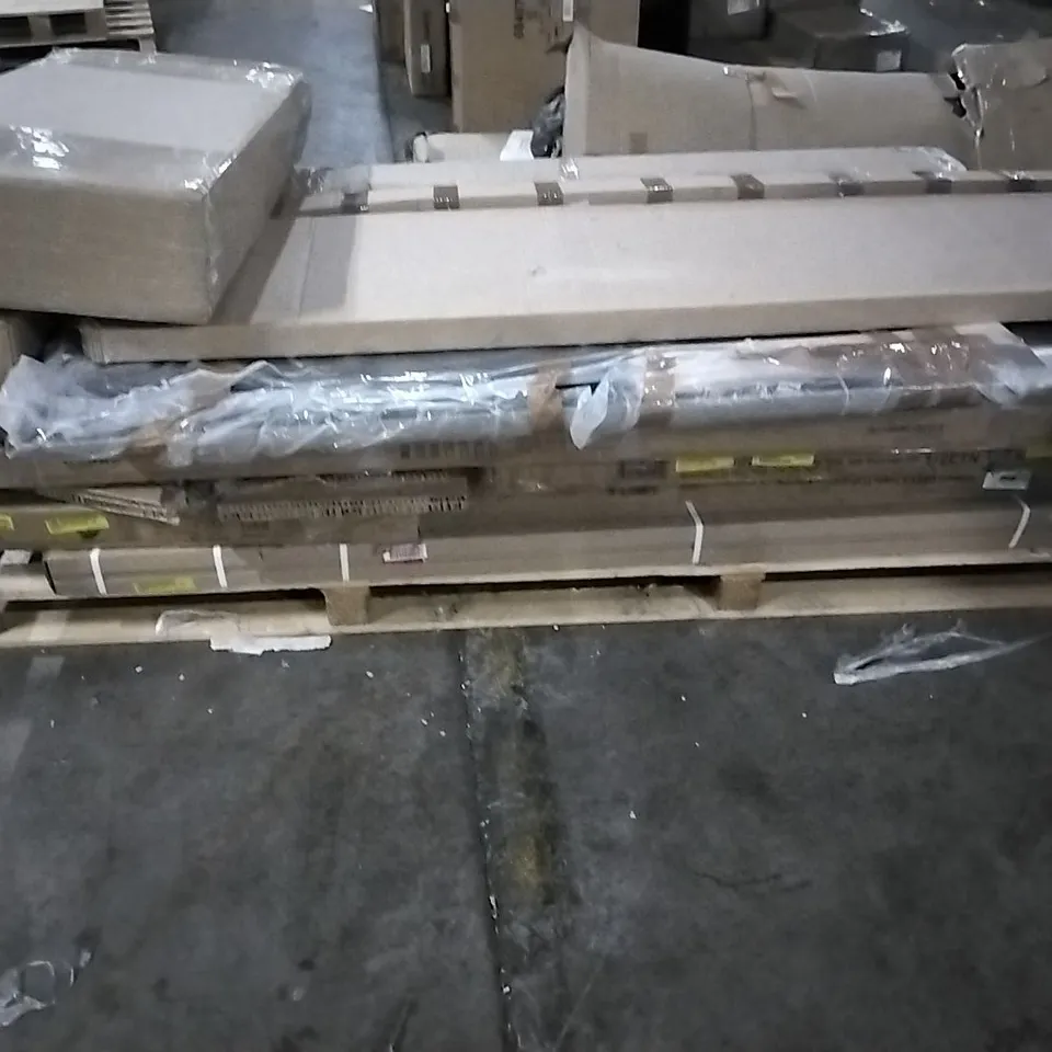 PALLET OF HOUSEHOLD ITEMS TO INCLUDE DINING TABLE, TV STANDXAND BED ETC....