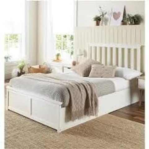 BOXED ASPIRE ESSENTIALS WOODEN OTTOMAN KING BED - WHITE (2 BOXES)