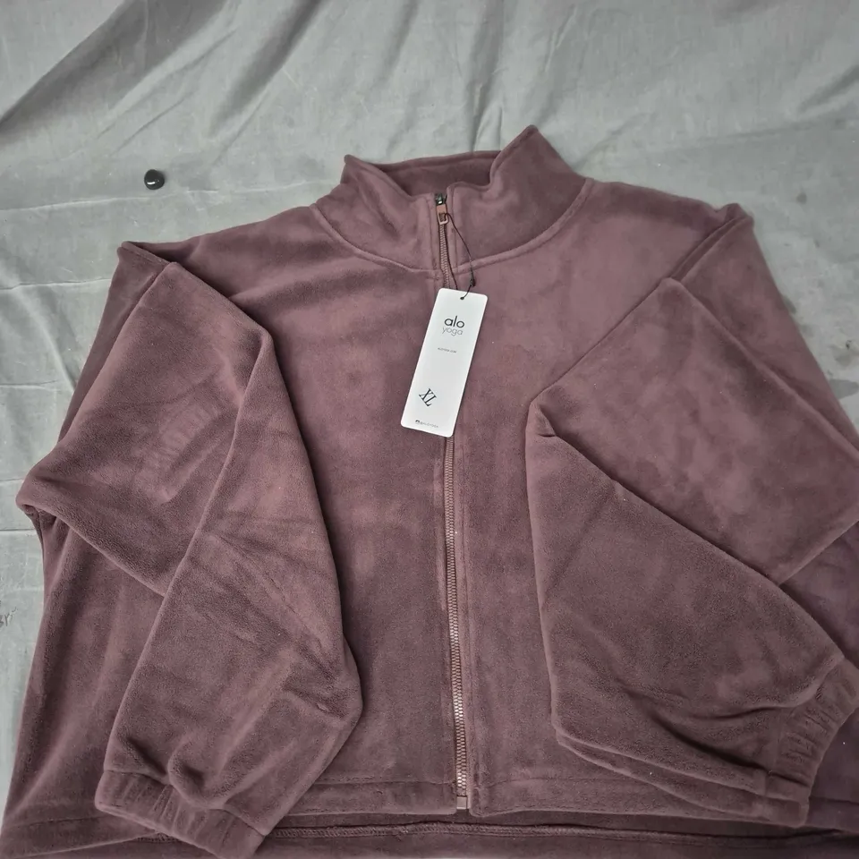 Alo Yoga Women's Zip Front Fleece Jacket – Mauve – UK XL