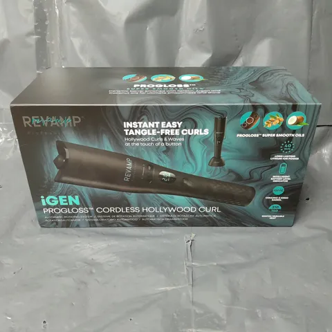 BOXED REVAMP IGEN LIBERATE PROGLOSS CORDLESS HOLLYWOOD CURL AUTOMATIC ROTATING CURLER 