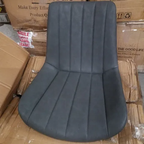 BOXED CARL SET OF TWO GREY FAUX LEATHER DINING CHAIRS