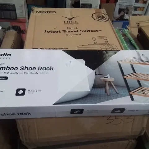BOXED KEPLIN 3 TIER BAMBOO SHOE RACK BLACK AND NATURAL 