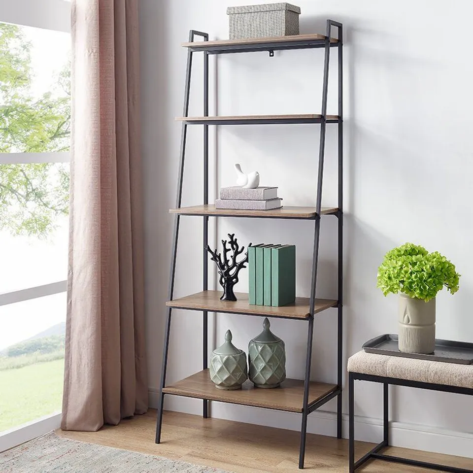 BERNADETTE LADDER BOOKCASE GREY WASH