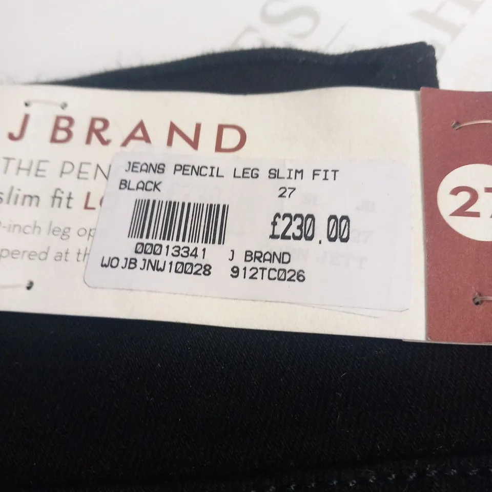 J BRAND PENCIL LEG SLIM FIT BLACK JEANS SIZE 27