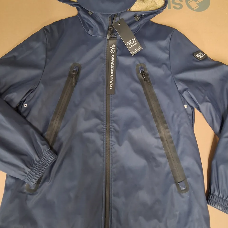 GAMMON NAVY ZIP THROUGH HOODED SHOWERPRO9F COAT - M