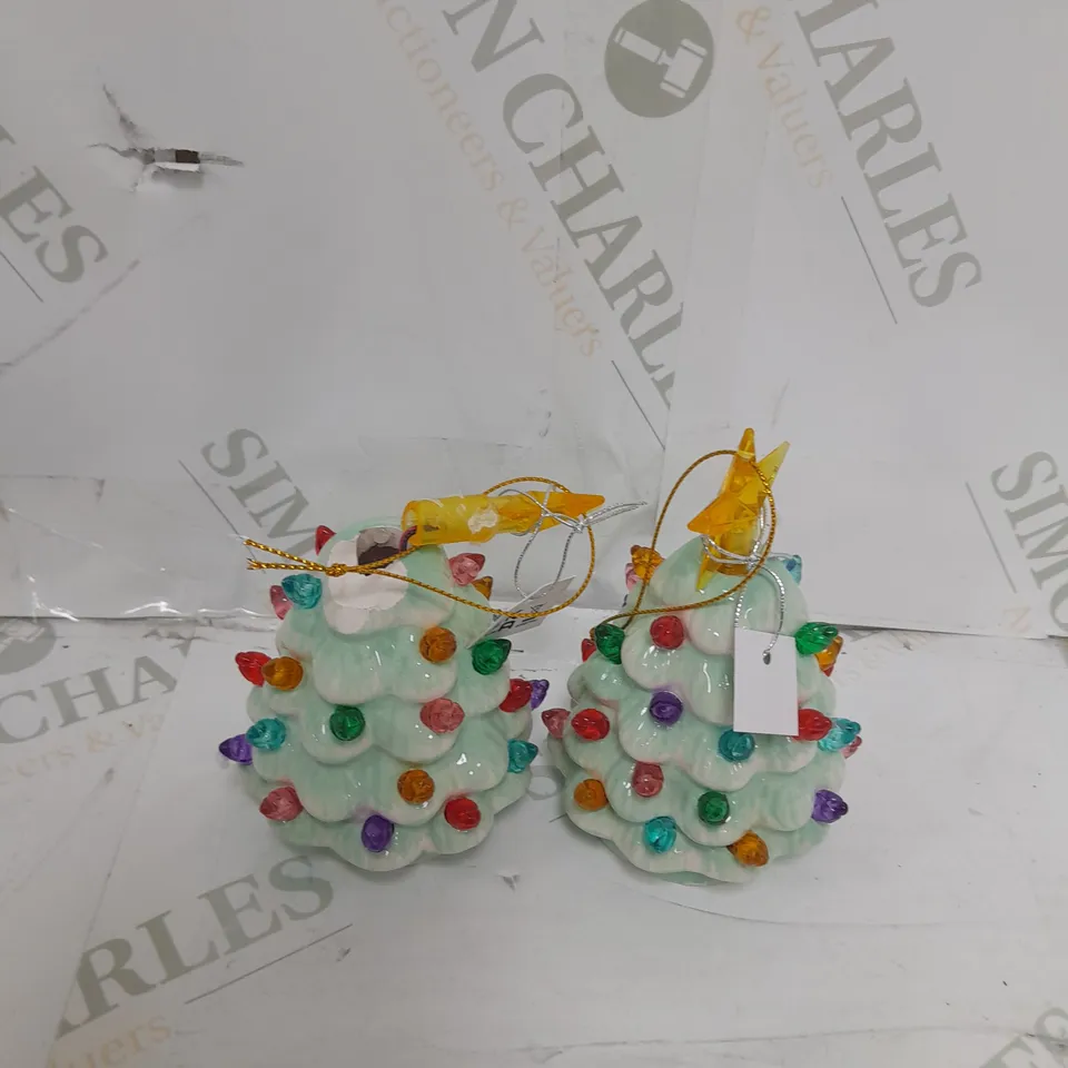 MR CHRISTMAS SET OF 2 CERAMIC LIGHT UP TREES IN GIFTBAG