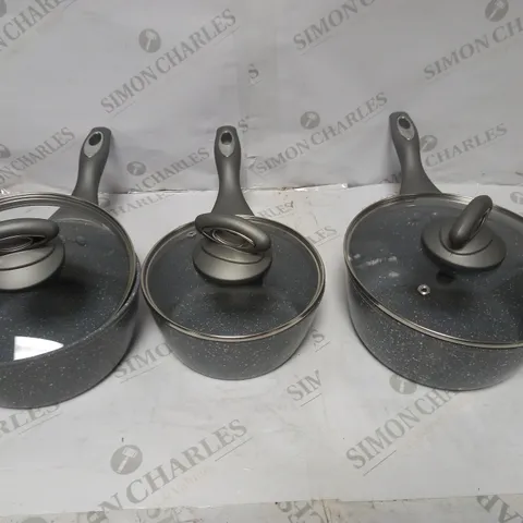 SALTER MARBLESTONE ALUMINIUM NON STICK SAUCEPAN SET