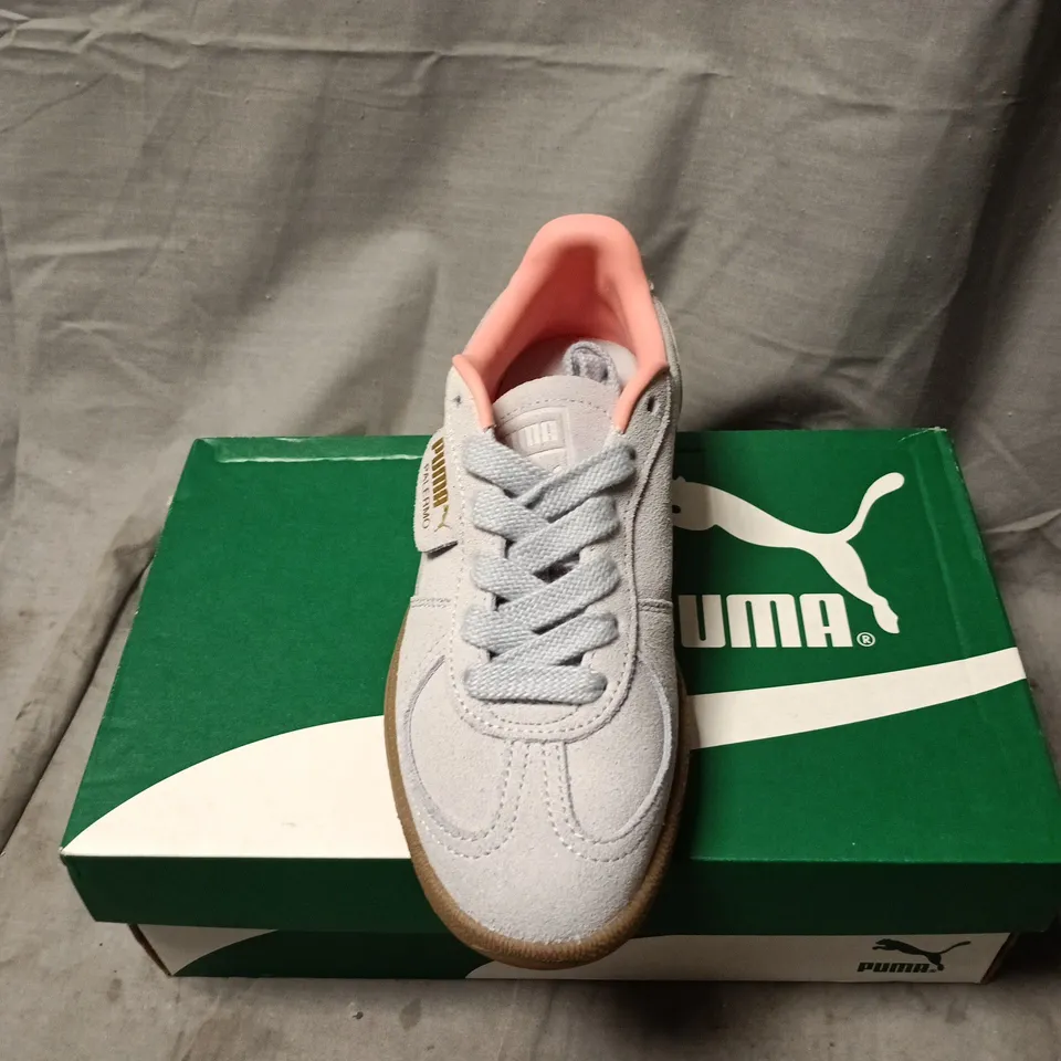 PUMA PALERMO WOMEN'S SNEAKERS - GREY SUEDE WITH PINK TRIM SIZE 3