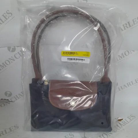 LONGCHAMP LEATHER HANDBAG IN NAVY AND BROWN ONE SIZE