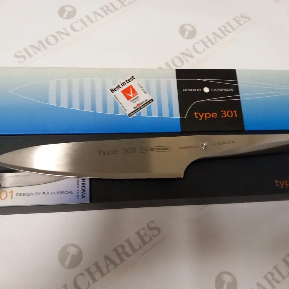 BRAND NEW CHROMA CORRUGATED 20CM KNIFE - ALL METAL P30 TYPE 301 WITH GIFT BOX - DESIGNED BY F.A PORSCHE