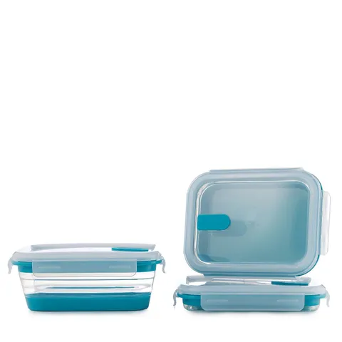 LOCK & LOCK SET OF 3 COLLAPSIBLE CONTAINER SET W/VENTED LIDS PEPPERMINT