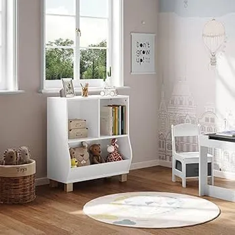 BOXED ESTARAIN CHILDRENS BOOKCASE IN WHITE & GREY - 1OF1