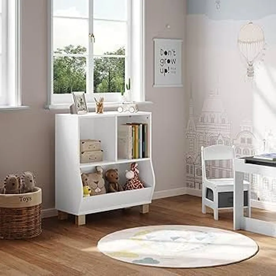 BOXED ESTARAIN CHILDRENS BOOKCASE IN WHITE & GREY - 1OF1