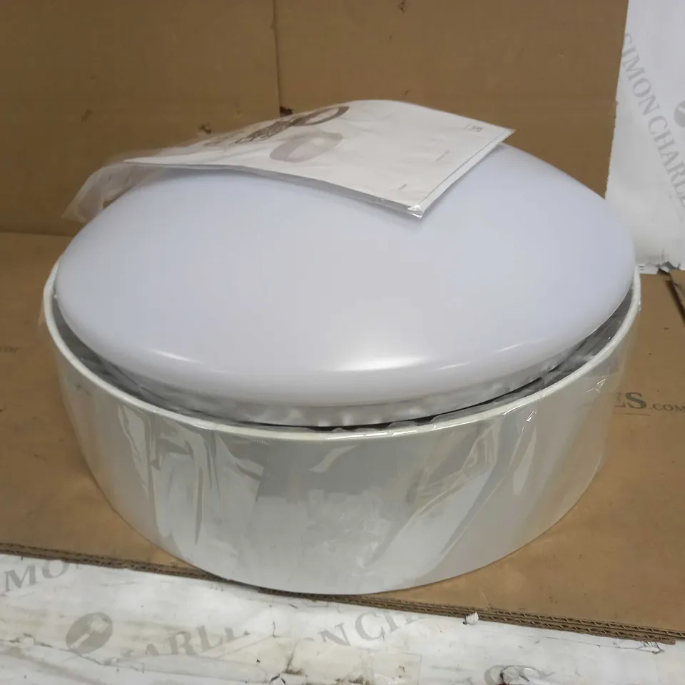 DAR LIGHTING GROUP FLUSH WHITE FAUX SILK CEILING LIGHT