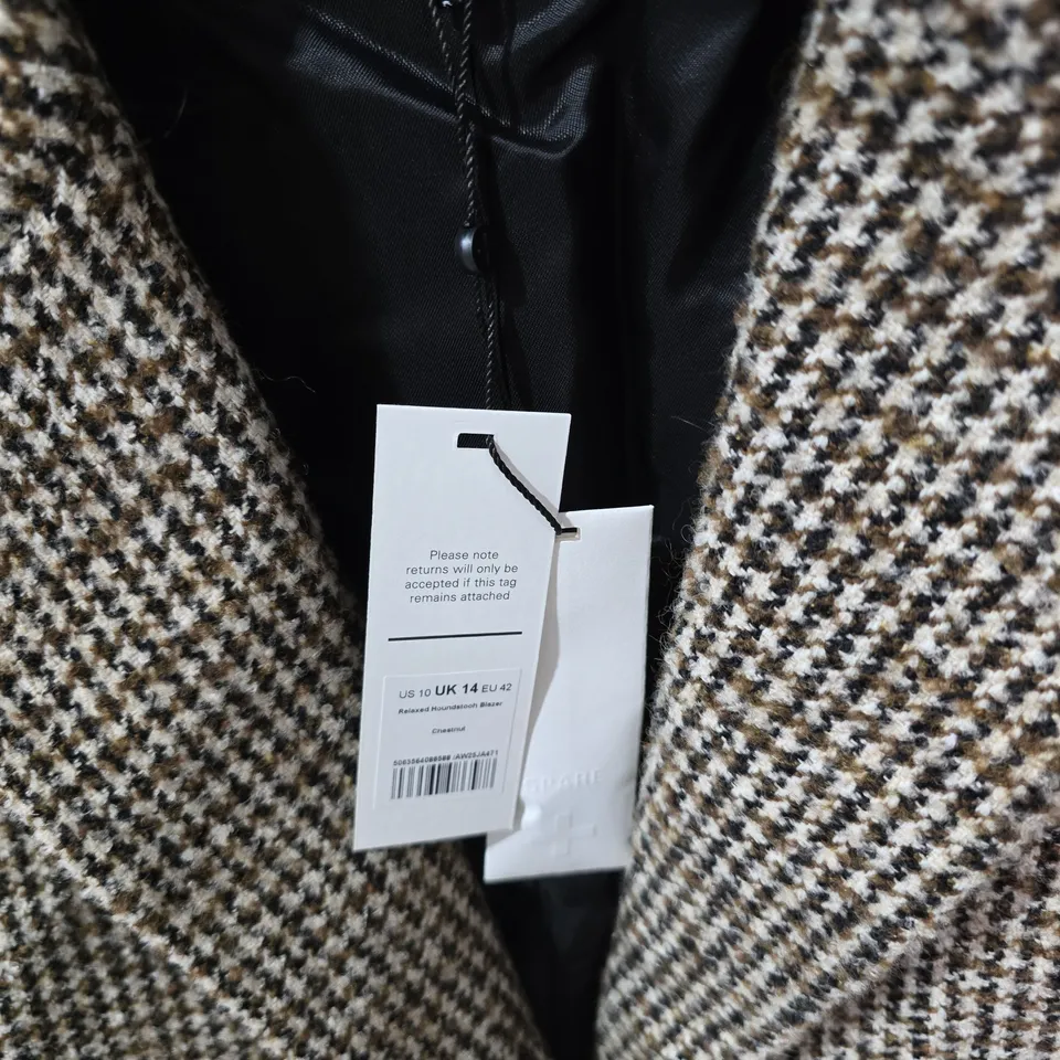 ME+EM RELAXED WEEKEND BLAZER – UK 14 (US 10, EU 42) – HOUNDSTOOTH TWEED