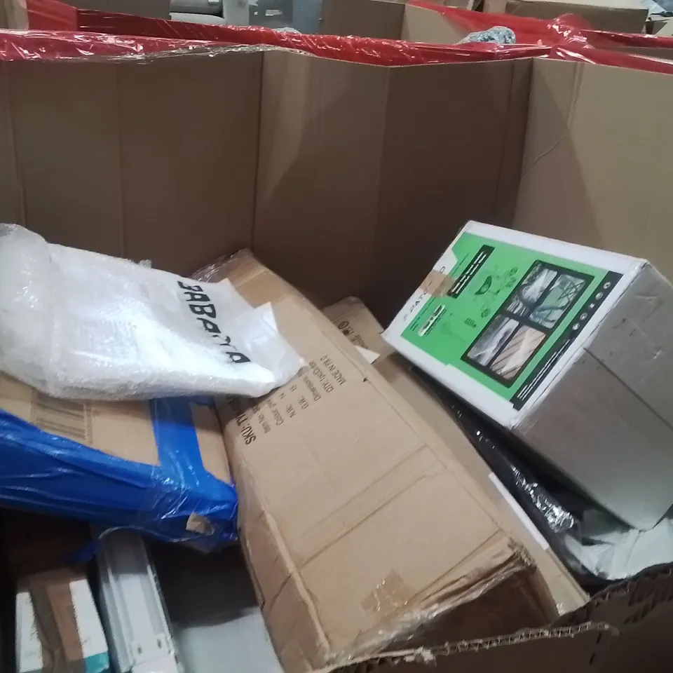 PALLET OF ASSORTED HOUSEHOLD GOODS AND PRODUCTS TO INCLUDE;AIR COOLER.ER,MONITOR,RETRACTABLE SAFETY GATE 