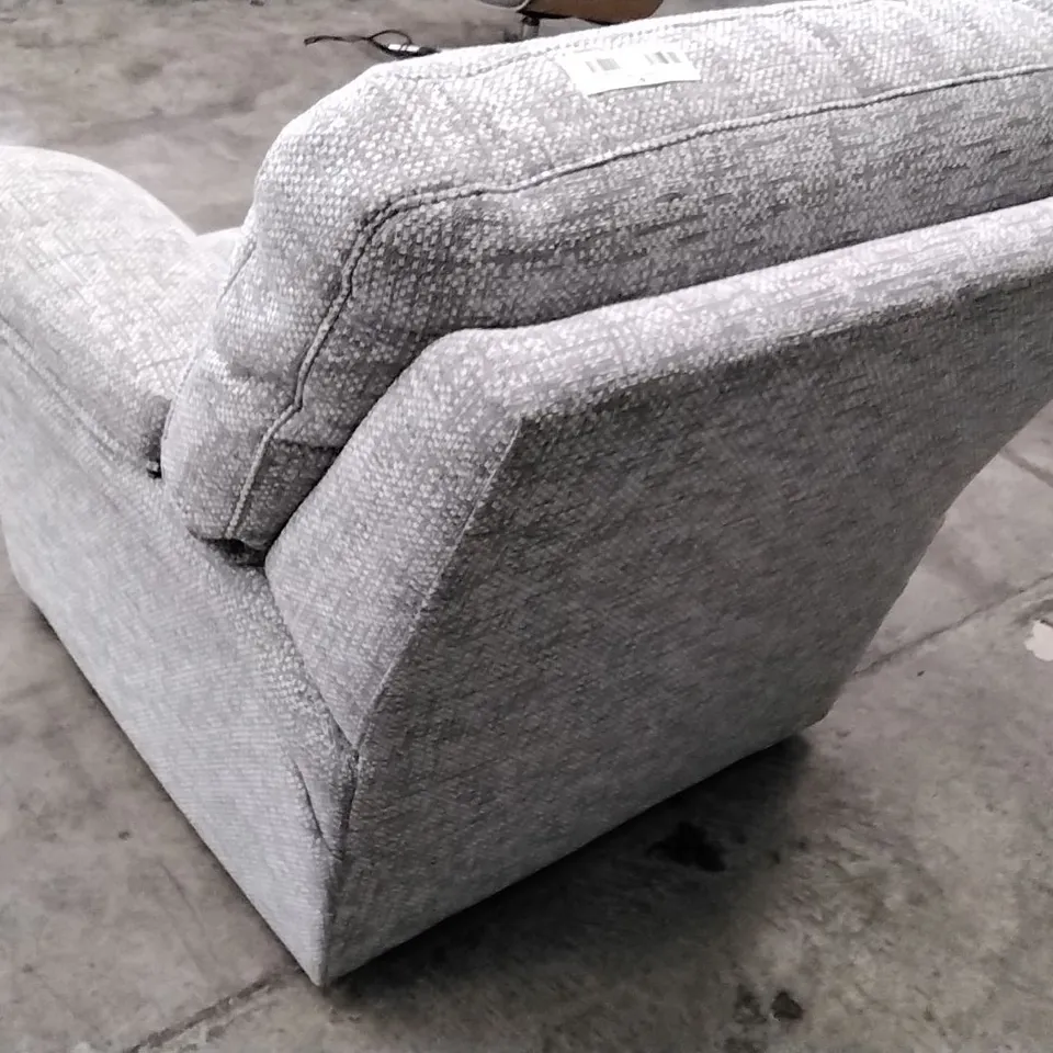 QUALITY BRITISH DESIGNER G PLAN MANUFACTURED SEATTLE ARMCHAIR - REMCO LIGHT GREY FABRIC 