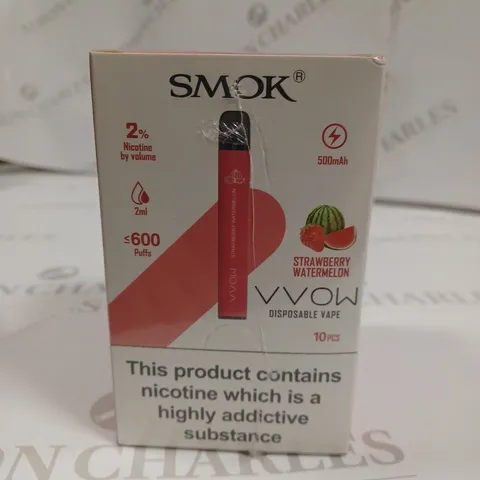 SEALED SMOK VVOW 10-PACK OF DISPOSABLE VAPES - STRAWBERRY WATERMELON