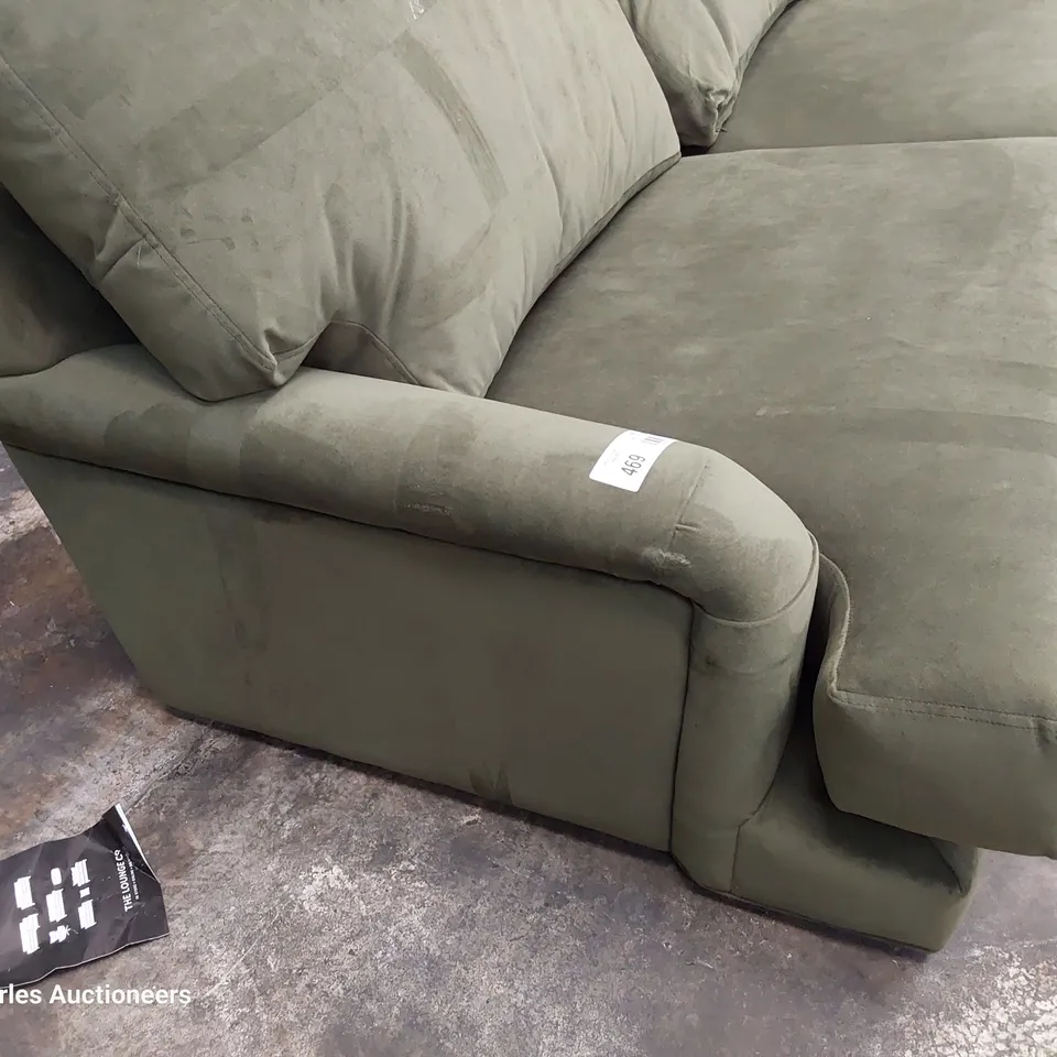 QUALITY BRITISH DESIGNER LOUNGE Co. ROSE THREE SEATER SOFA GREEN PLUSH FABRIC 