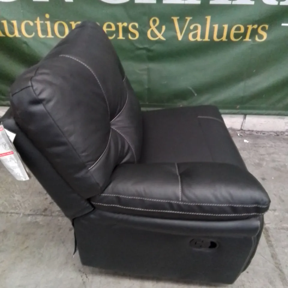 DESIGNER BLACK LEATHER LHF MANUAL RECLINER SECTION