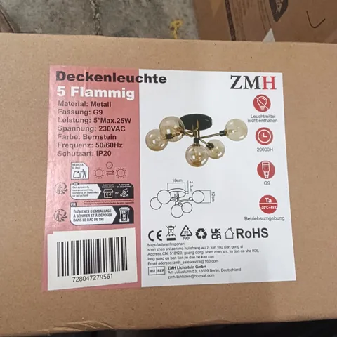 BOXED ZMH 5 FLAMMING CEILING LIGHT 