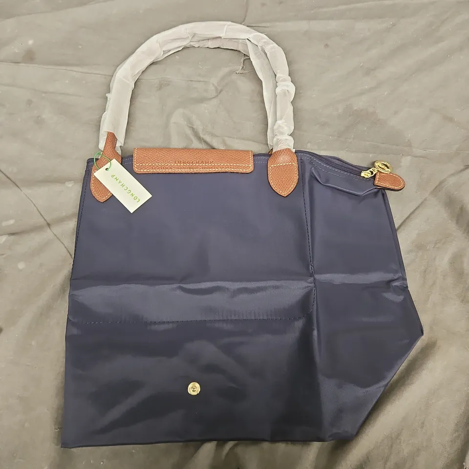 LONGCHAMP LE PLIAGE TOTE - NAVY NYLON WITH TAN LEATHER TRIM