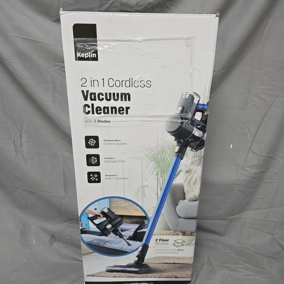 KEPLIN 2-IN-1 CORDLESS VACUUM CLEANER – BOXED WITH ATTACHMENTS