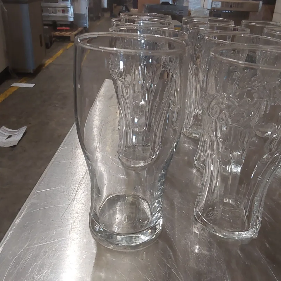 BOX CONTAINING 23x COCA COLA 16OZ GLASSES AND 1x UNBRANDED GLASS