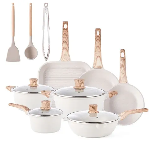 BOXED 14 PIECE NONSTICK COOKWARE SETS WITH STEAK PAN
