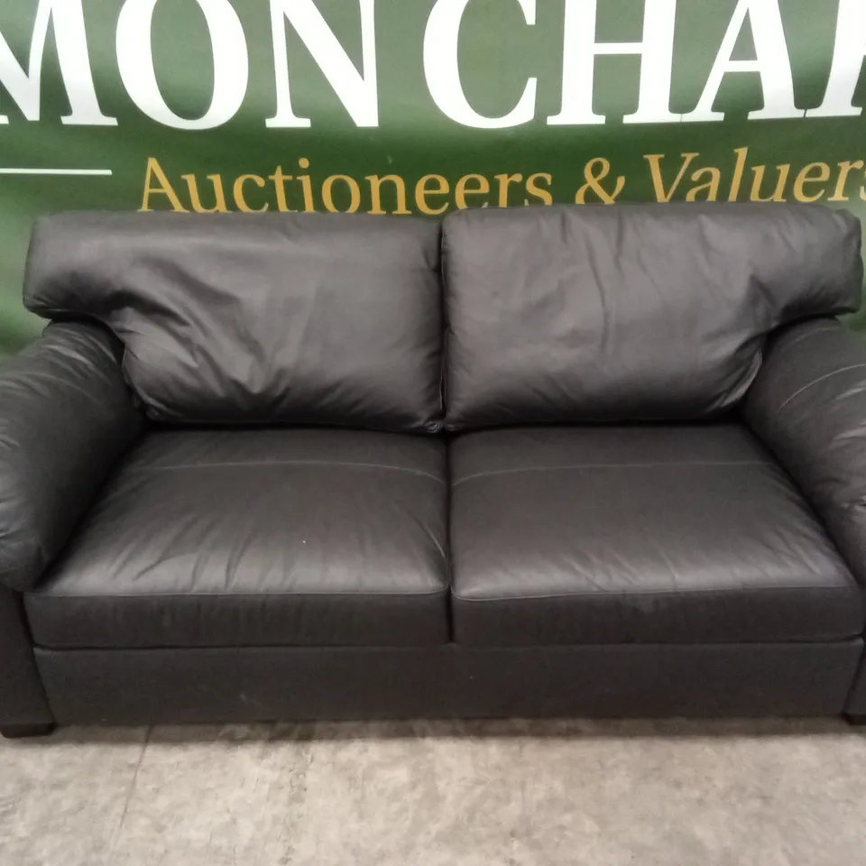 MONTREAL REAL LEATHER/FAUX LEATHER 3 SEATER SOFA - BLACK