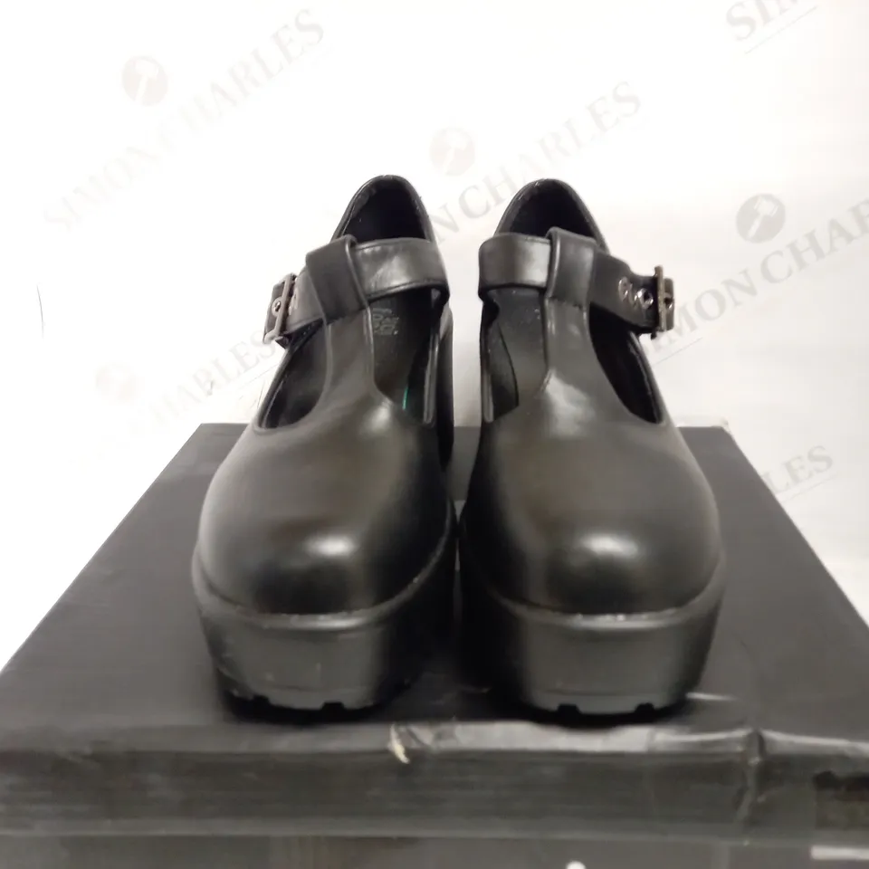 KOI VEGAN T-BAR BLACK SHOES UK SIZE 4