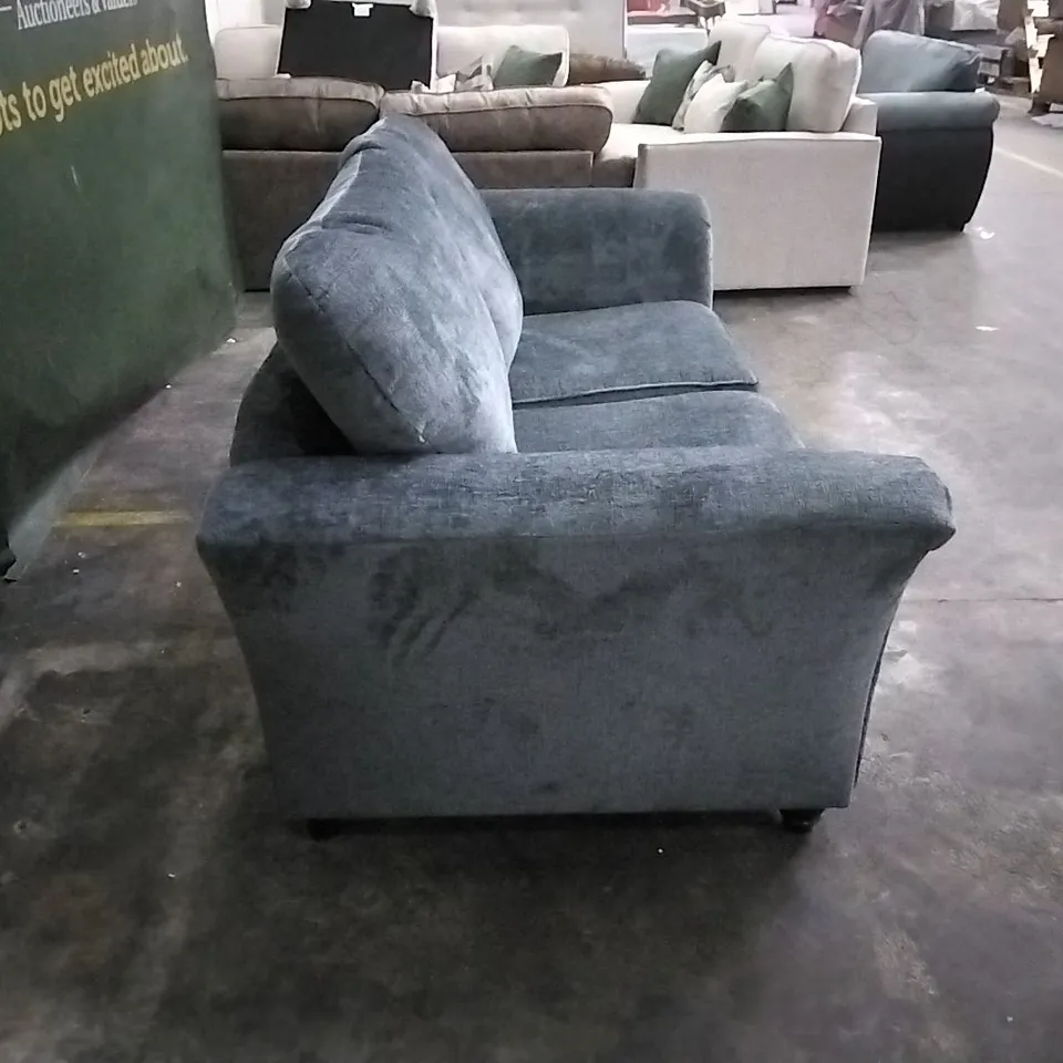 QUALITY DESIGNER CANTERBURY GREY FABRIC 2-SEATER SOFA