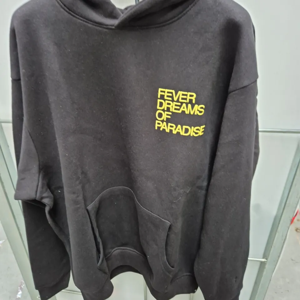 ROSE LONDON BLACK HOODIE – FEVER DREAMS OF PARADISE GRAPHIC (MEDIUM)