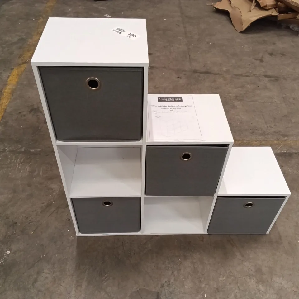 DURHAM 6 CUBE STAIRCASE STORAGE UNIT - WHITE