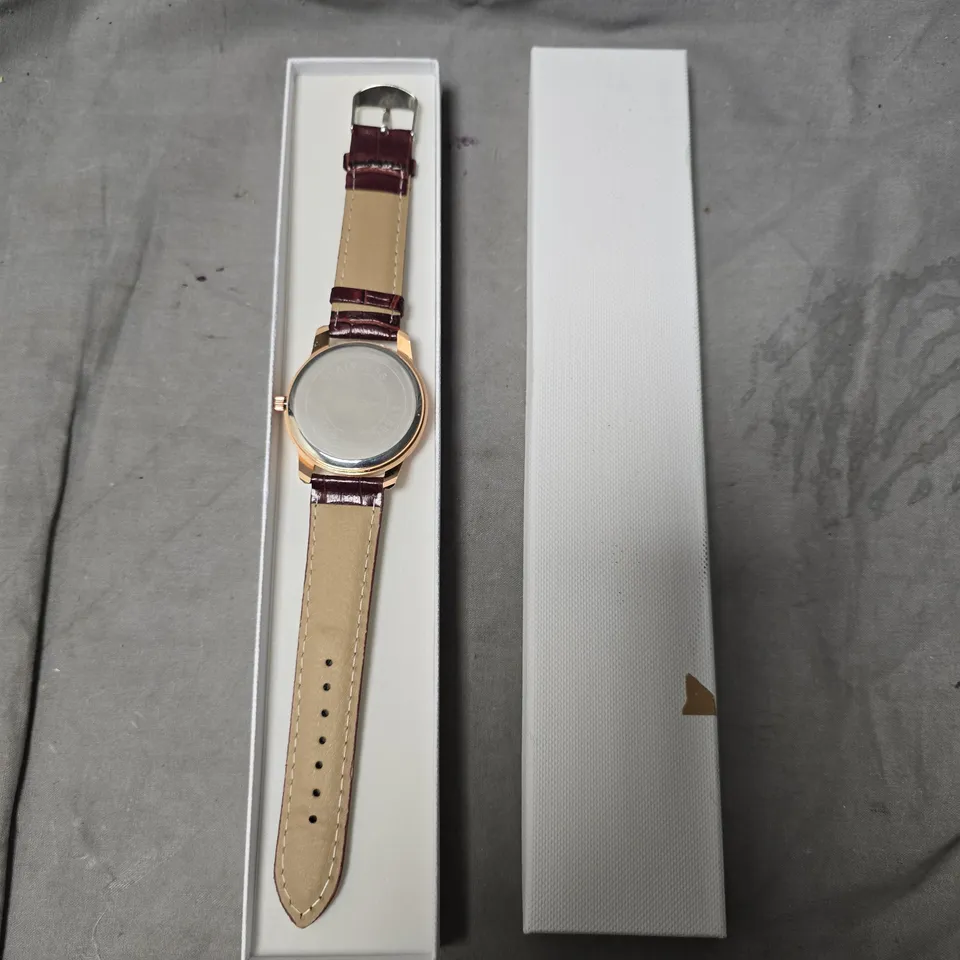 MENS LA BANUS WATCH WITH BURGUNDY LEATHER STRAP & ROSE GOLD CASE