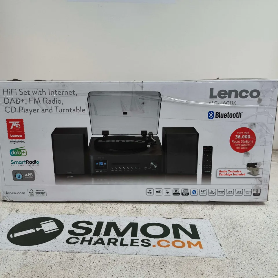 BOXED LENCO MC-460BK TURNTABLE HI-FI SYSTEM