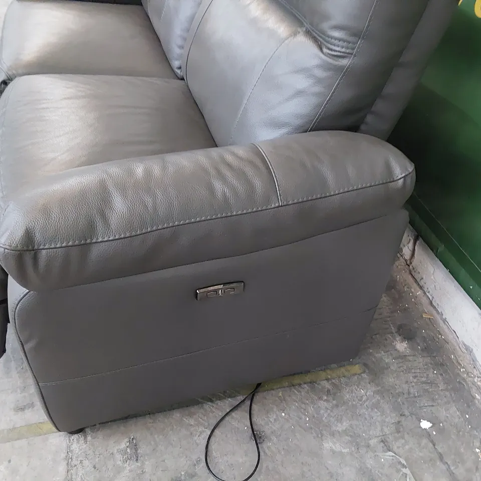 DESIGNER DYNAMIC POWER RECLINING THREE SEATER SOFA DARK GREY LEATHER 