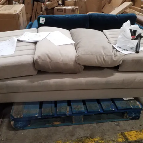 UNASSEMBLED LANA 3 SEATER SOFA, CHAMPAGNE CLASSIC VELVET 