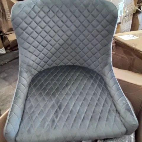 A BOXED SET OF 2 BLUE VELVET DINING ROOM CHAIRS (1 BOX)