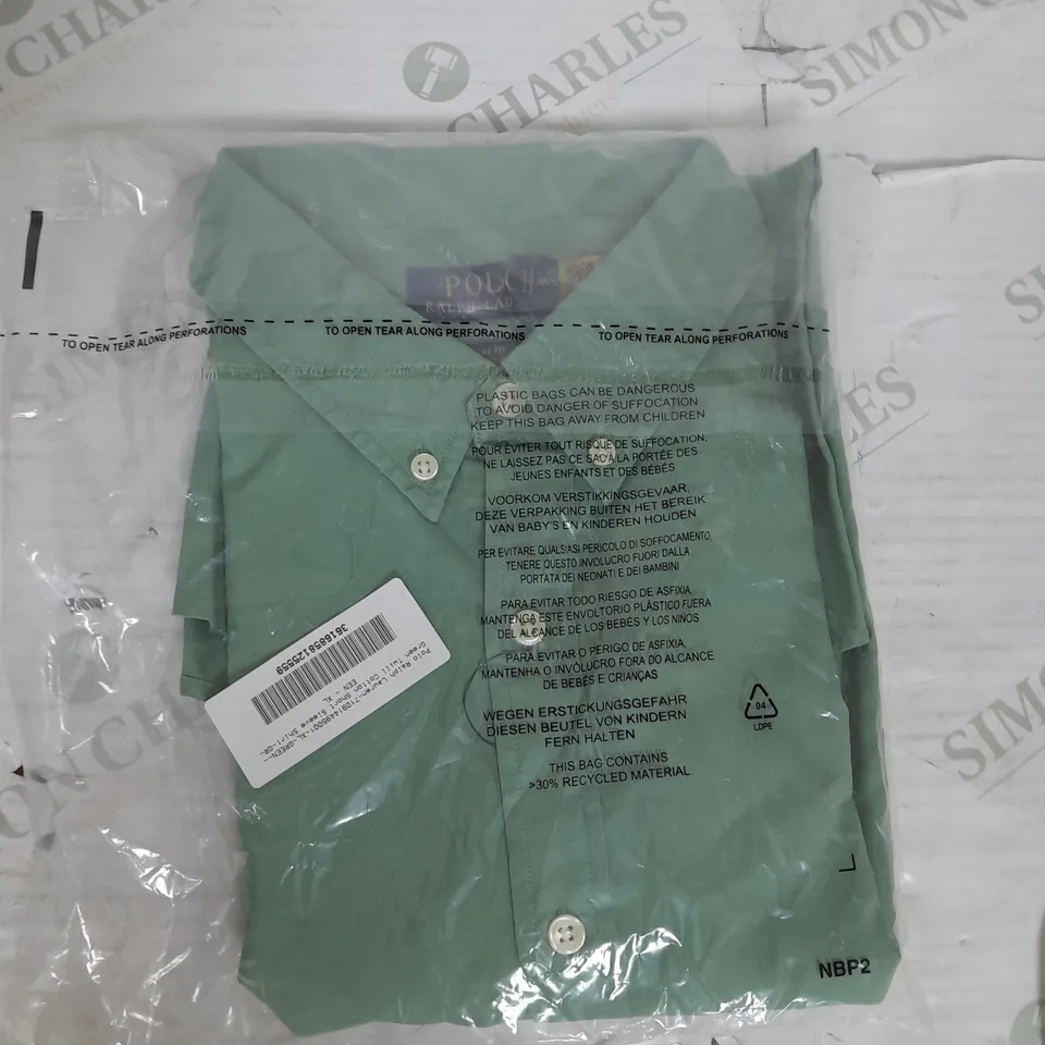 POLO RALPH LAUREN TWILL COTTON SHORT SLEEVE SHIRT IN GREENSIZE XL