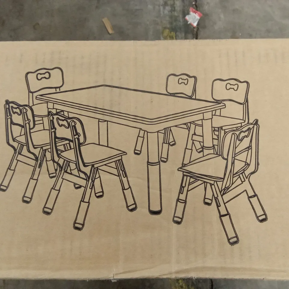 BOXED KIDS TABLE AND 6 CHAIRS SET