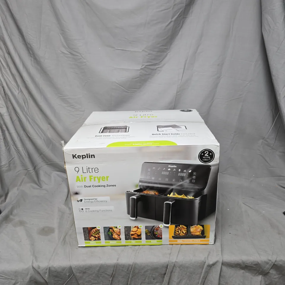 KEPLIN 9 LITRE AIR FRYER WITH DUAL COOKING ZONES – BOXED