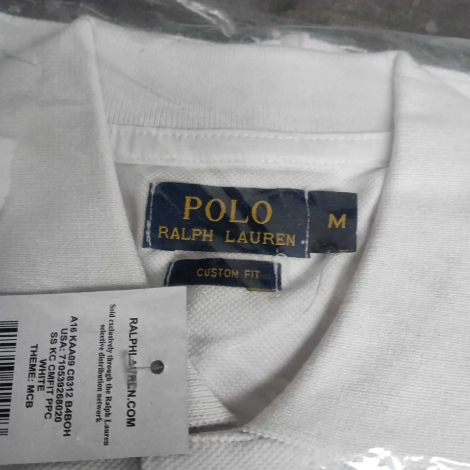 POLO RALPH LAUREN MEN'S POLO SHIRT – WHITE – UK M (CUSTOM FIT)