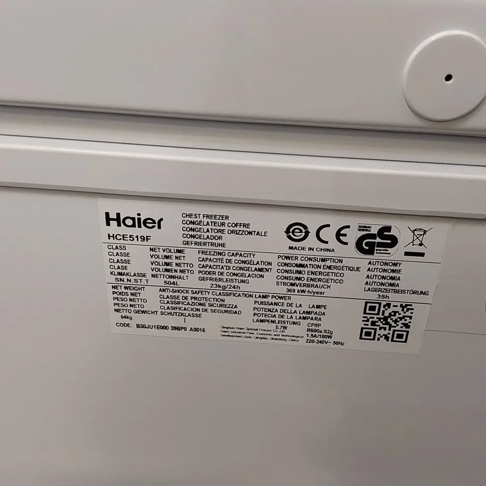 HAIER HCE519F CHEST FREEZER - WHITE