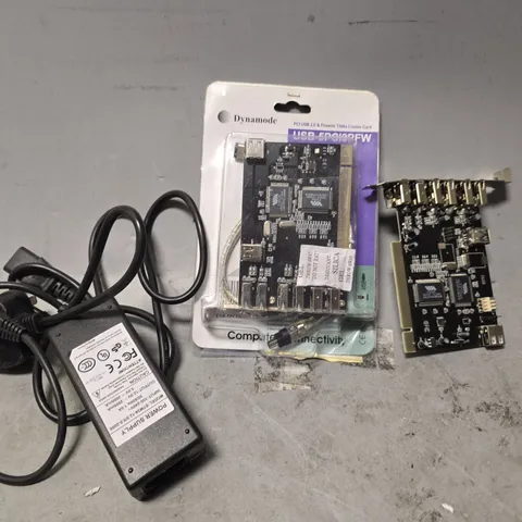BOX OF APPROXIMATELY 12 ASSORTED ITEMS TO INCLUDE - POWER SUPPLY , COMPUTER PCI CARD ETC